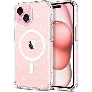 Entronix [Magnetic] Case Compatible with iPhone 14 Plus - [Hard Back] Glitter Clear - 1 of 4