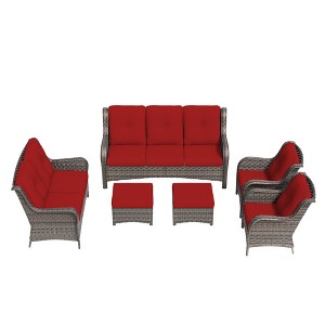 UPTION 6-Piece Steel Outdoor Patio Conversation Seating Set - 1 of 4