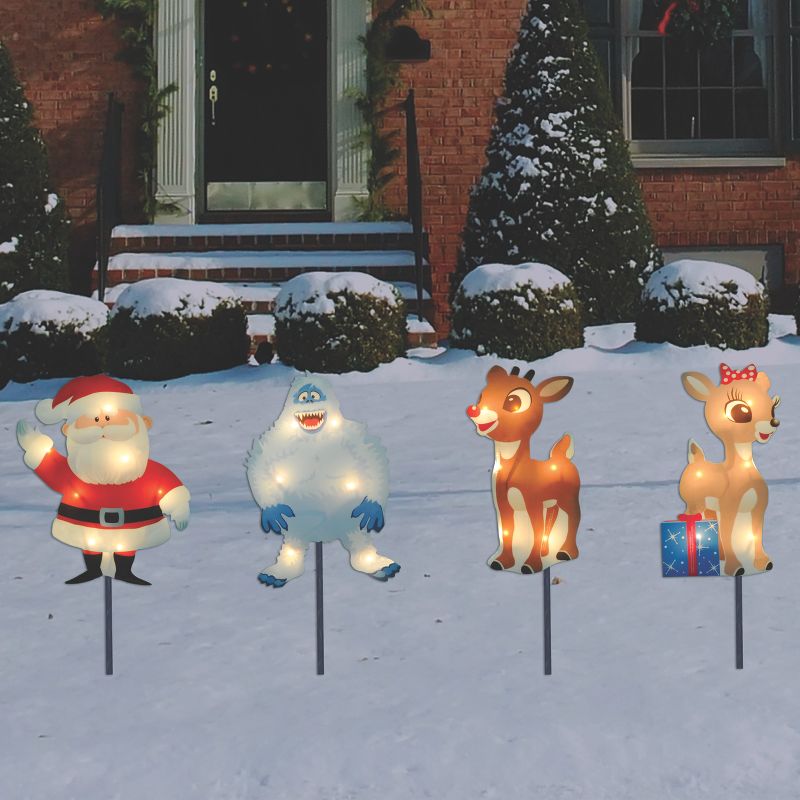 Northlight Set of 4 Lighted Rudolph and Friends Christmas Pathway Markers - Clear Lights, 2 of 3