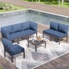 ALAULM Metal Patio Furniture Set Modern Metal Outdoor Conversation Sets w/45in Propane Fire Pit Table, Patio Sectional Sofa w/5 Inch Cushion - 4 of 4