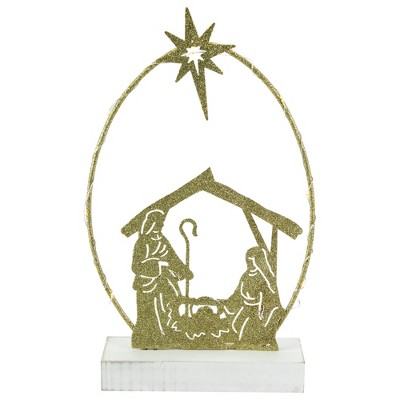 Northlight 14" LED Lighted Golden Glitter Holy Family Nativity Scene Christmas Decoration