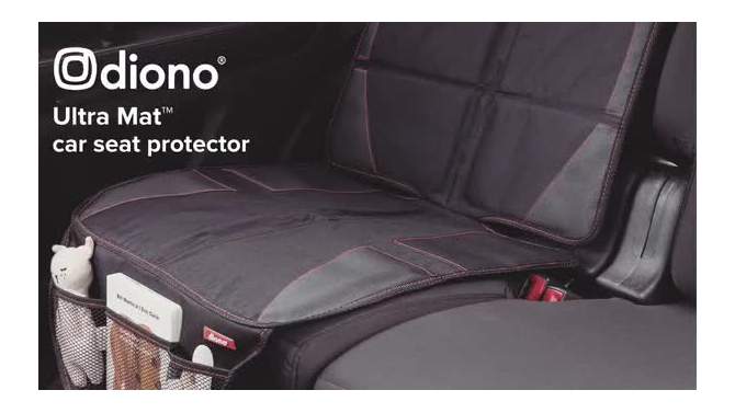 Diono Ultra Mat Full Size Car Seat Protector for Under Car Seat with 3 Mesh Storage Pockets Crashed Tested - Black, 2 of 17, play video