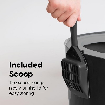 Modern Black and Gray Round Top Entry Cat Litter Box