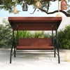 Costway 3-Seat Patio Swing with Canopy with Removable Cushions & Side Pockets Stand Black/Gray/Red/Brown/Beige - 4 of 4