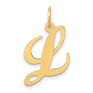 Black Bow Jewelry 14k Yellow Gold, Ella Collection Medium Fancy Script Initial L Pendant - 1 of 4