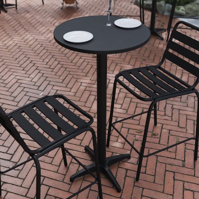Mellie 23.5" Black Round Aluminum Bar Height Table