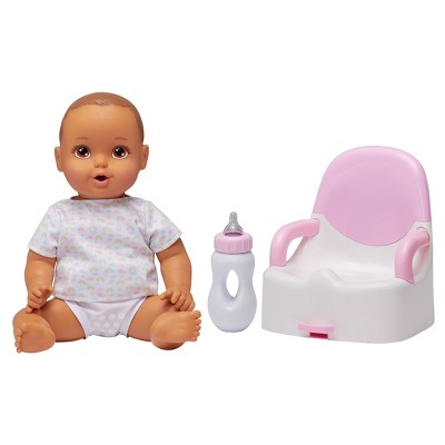 Perfectly Cute Feed & Wet 14 Baby Set - Brunette With Brown Eyes