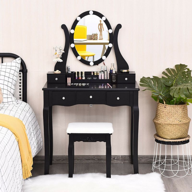 Costway Vanity Table Set w/10 Light Bulbs and Touch Switch Makeup Dressing Table, 1 of 11