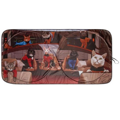 Surreal Entertainment Star Trek: The Next Generation Cats Sunshade for Car Windshield | 64 x 32 Inches