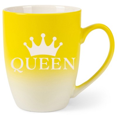 100 North Crown Royalty 10 Ounce Yellow and White Two Toned Ombre, Comfortably Fits Your Hands, Ceramic Tea Coffee Cup Mug, Queen