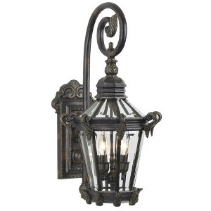 Minka Lavery Rustic Outdoor Wall Light Fixture Heritage Bronze Lantern 25 1/4" Beveled Glass Panels for Post Exterior Porch Patio - 1 of 3