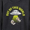 Women's - Disney - UFO Out Of This World Lightweight French Terry Wide Neck Long Sleeve Graphic Shirt - 2 of 4