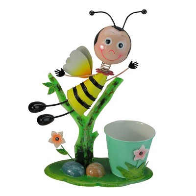 Northlight 17" Bee and Flowers Spring Outdoor Garden Planter - Green/Yellow