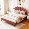 NicBex Full/Queen Upholstered Platform Bed Frame with Flower Pattern Velvet Headboard,Solid Wood Slats Support,No Box Spring Needed,Easy Assembly - 2 of 4