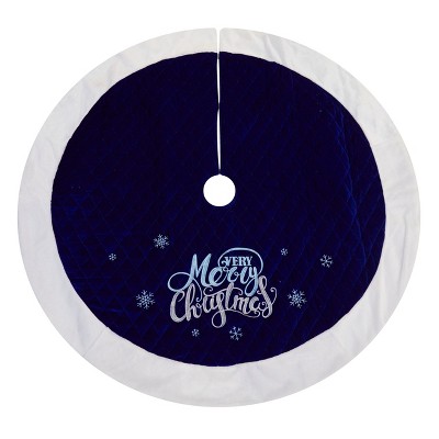 Season's Designs 48In Blue Merry Christmas Tree Skirt