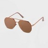 Women's Mirrored Aviator Sunglasses - A New Day™ Rose Gold: UV Protection, Metal Frame - 2 of 2
