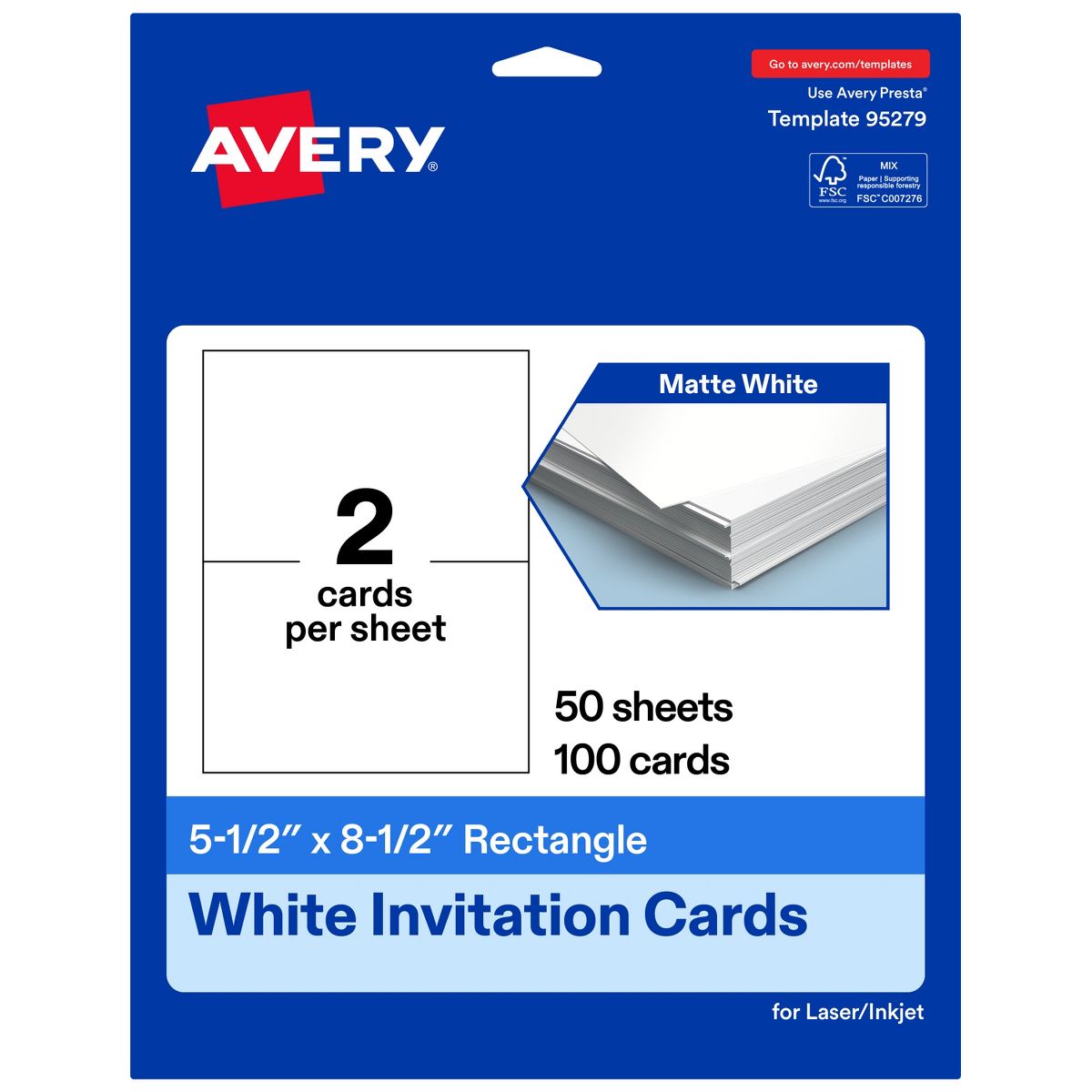 Avery Printable Matte White Cards, 5.5" x 8.5" Rectangle