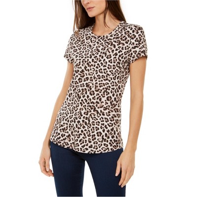 I.N.C International Concepts Womens Camo Basic T-Shirt, Brown, Small