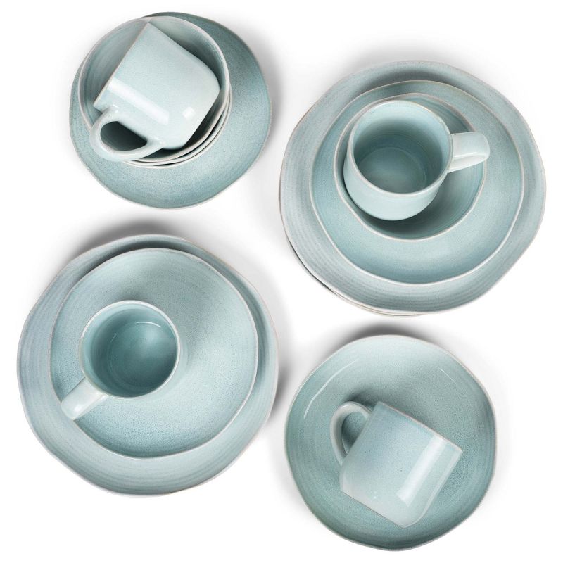 Elanze Designs 16-Piece Reactive Glaze Ceramic Stoneware Dinnerware - Service for 4, Ice Blue, 3 of 7