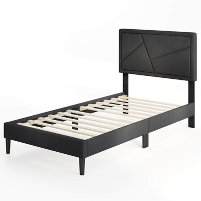 Safstar Twin Size Bed Frame w/ High Headboard & Wooden Slats No Box Spring Needed