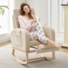 Rocking Nursery Chair with Foot Rest, Upholstered Rocking Chairs for Mom Nursery, Recliner Armchair with High Backrest & Wood Base and Side Pocket - 2 of 4