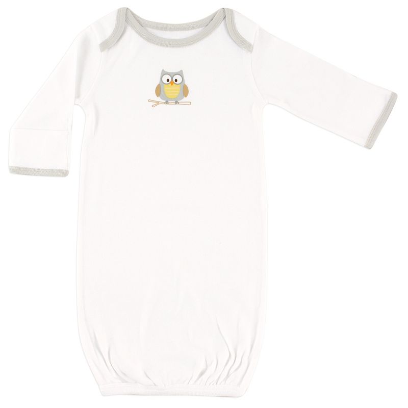 Luvable Friends Baby Unisex Cotton Gowns, Owl, 0-6 Months, 4 of 6
