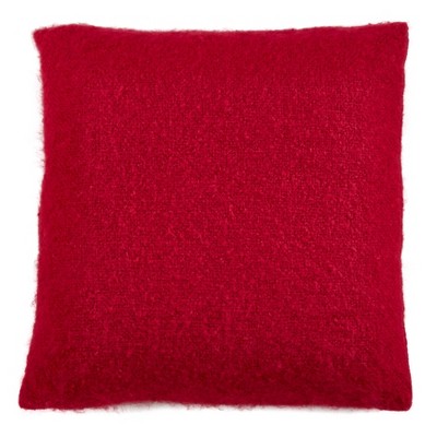 18"x18" Faux Mohair Square Throw Pillow Cover Red - Saro Lifestyle