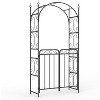 8 FT Metal Garden Arch with Gate, Elegant Wedding Arch for Ceremony Decor, Steel Arbor Trellis for Patio, Lawn, and Backyard, Black - 2 of 4