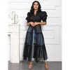 Coolmee Women Sexy Tunics Blouse Puff Short Sleeve Bodycon High Low Asymmetrical Ruffle Shirt Top Dress - 3 of 4