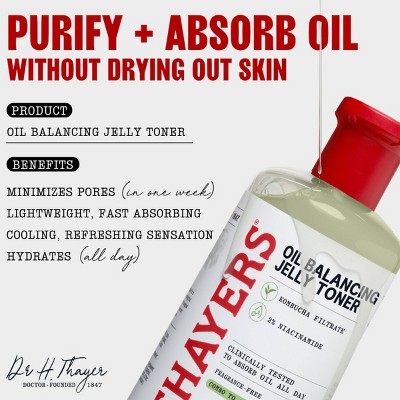 Thayers Remedies Oil Balancing Jelly Toner for Face - 12 fl oz: Niacinamide Facial Treatment, Unscented