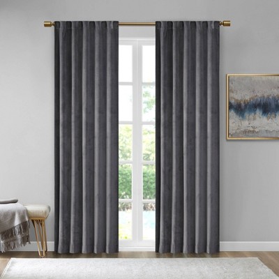 Set of 2 Bryce Poly Velvet Room Darkening Curtain Panels