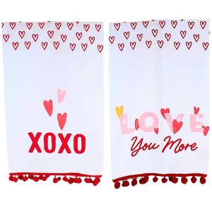 Ganz 28.0 Inch Heart Tea Towels Valentine's Day Love Xoxo Kitchen Towel - 1 of 3