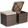 Costway 2PCS Patio Rattan Ottomans Seat Side Table Storage Box Footstool with Cushions Red/Grey/Black - 4 of 4