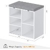 Shoe Bench with Storage Cushioned Seat, Wooden Shoe Rack Organizer Adjustable Shelves Side Pockets, Entryway Bench for Hallway Living Room - 3 of 4