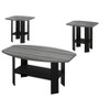 HomeRoots Set of Three 36" Gray And Black Wood Coffee Table With Shelf - 4 of 4