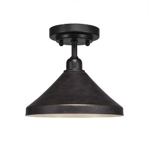 Toltec Lighting Vintage 1 - Light Flush Mount in  Dark Granite with 10" Dark Granite Cone Metal Shade Shade - 1 of 1