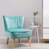Modern Armless Velvet Accent Chair with Wood Legs - 2 of 4