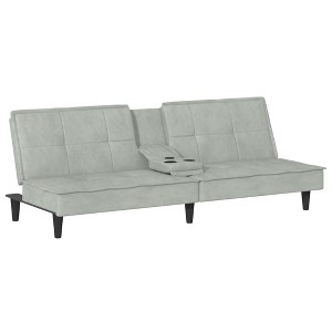 vidaXL Versatile Sofa Bed with Cup Holders in Light Gray - Velvet Sleeper Sofabed for Guests - Modern Design and Easy Assembly - 1 of 4