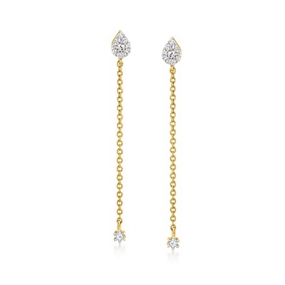 Ross-Simons 0.10 ct. t.w. Diamond Teardrop Earrings in 10kt Yellow Gold