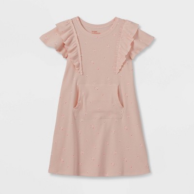 Girls' Adaptive Ruffle Sleeve Dress - Cat & Jack™ Light Peach
