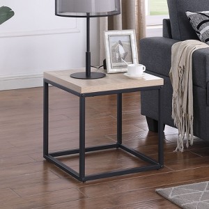 GDFStudio Clary Modern 17.7" Metal and Wood Square End Table - 1 of 4
