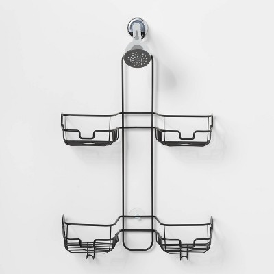 Hose Round Wire Shower Caddy Black - Threshold&trade;: Steel Hanging Organizer with Suction Cups, Rust-Resistant