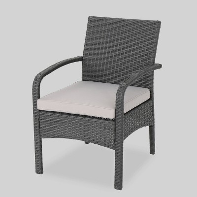 Gray Wicker Outdoor Club Chairs with Cushions, Set of 2