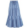 Collections Etc Striped Tiered Pull-On Elasticized Drawstring Waist Skirt - 2 of 4