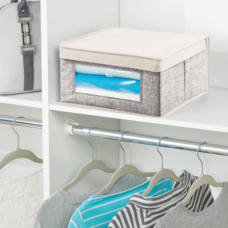 mDesign Medium Fabric Closet Storage Box with Front Window/Lid, 3 of 10