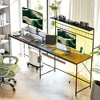 HOMCOM 61.6" L Shaped Desk with Power Outlets & LED Lights, Convertible Computer Desk with Monitor Stand and Computer Shelf for Home Office, Black - 3 of 4