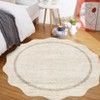 Scalloped Washable Bordered Living Room Bedroom Rug, Ultra Thin Non Slip Indoor Farmhouse Carpet for Dining Room - 3 of 4