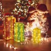 Angel Sar Set of 3 Lighted Christmas Gift Boxes with 90 LED Warm White Lights, Nestable Holiday Decor with Stakes for Porch, Yard, Tree - 2 of 4