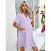 Womens Maternity Dress V Neck Lantern Sleeve Jacquard Dot Pocket Babydoll Baby Shower Dress - 3 of 4