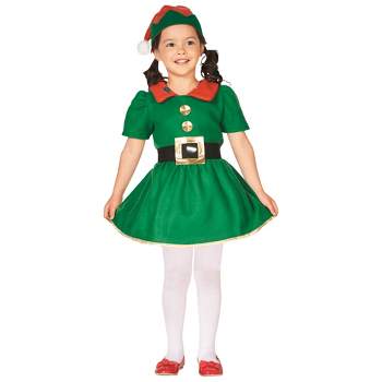 Northlight 28" Green and Red Girl's Elf Christmas Costume - 6-8 Years